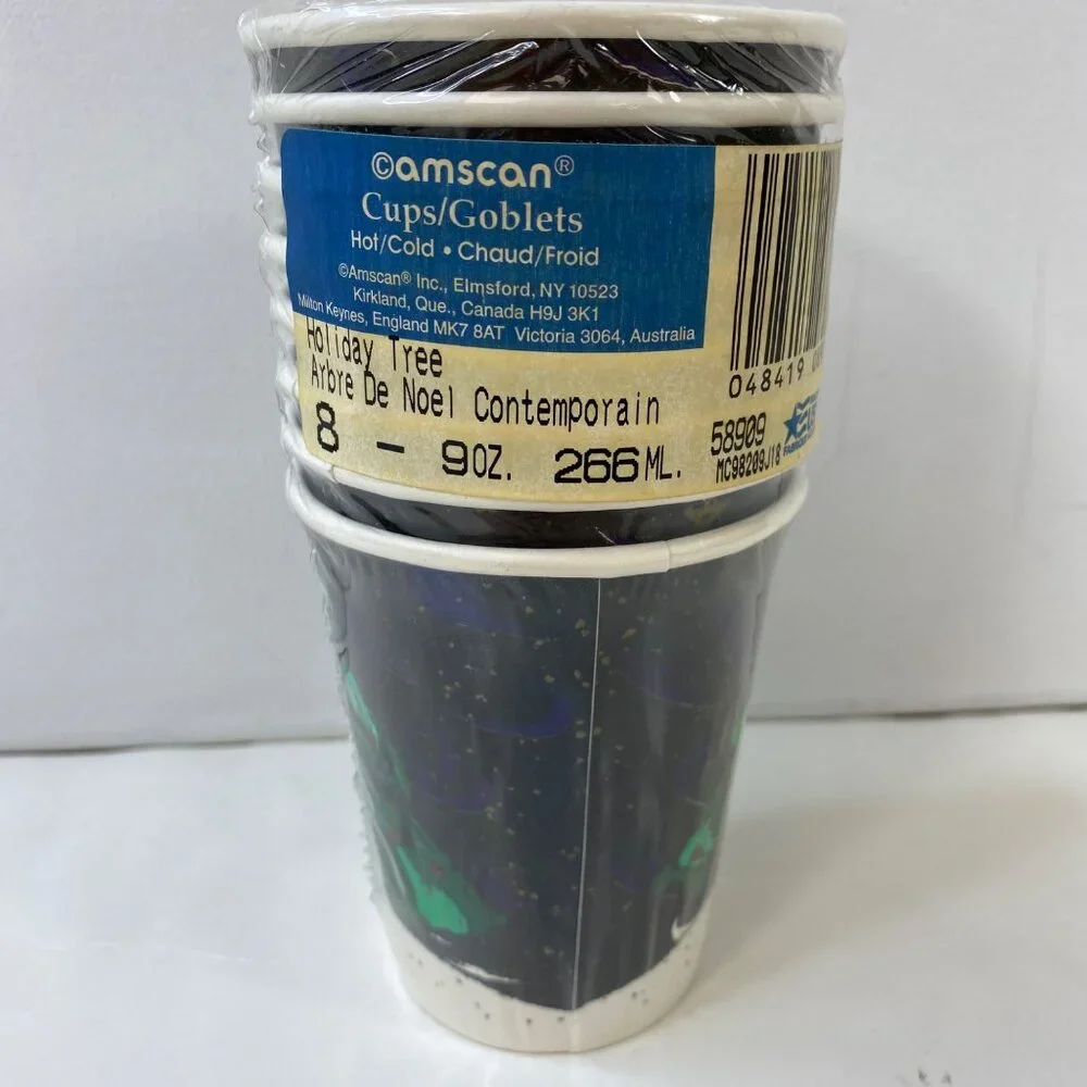 Amscan Holiday Tree 2-Pack 8 Cups 9oz Festive Green Guest Towels Set
